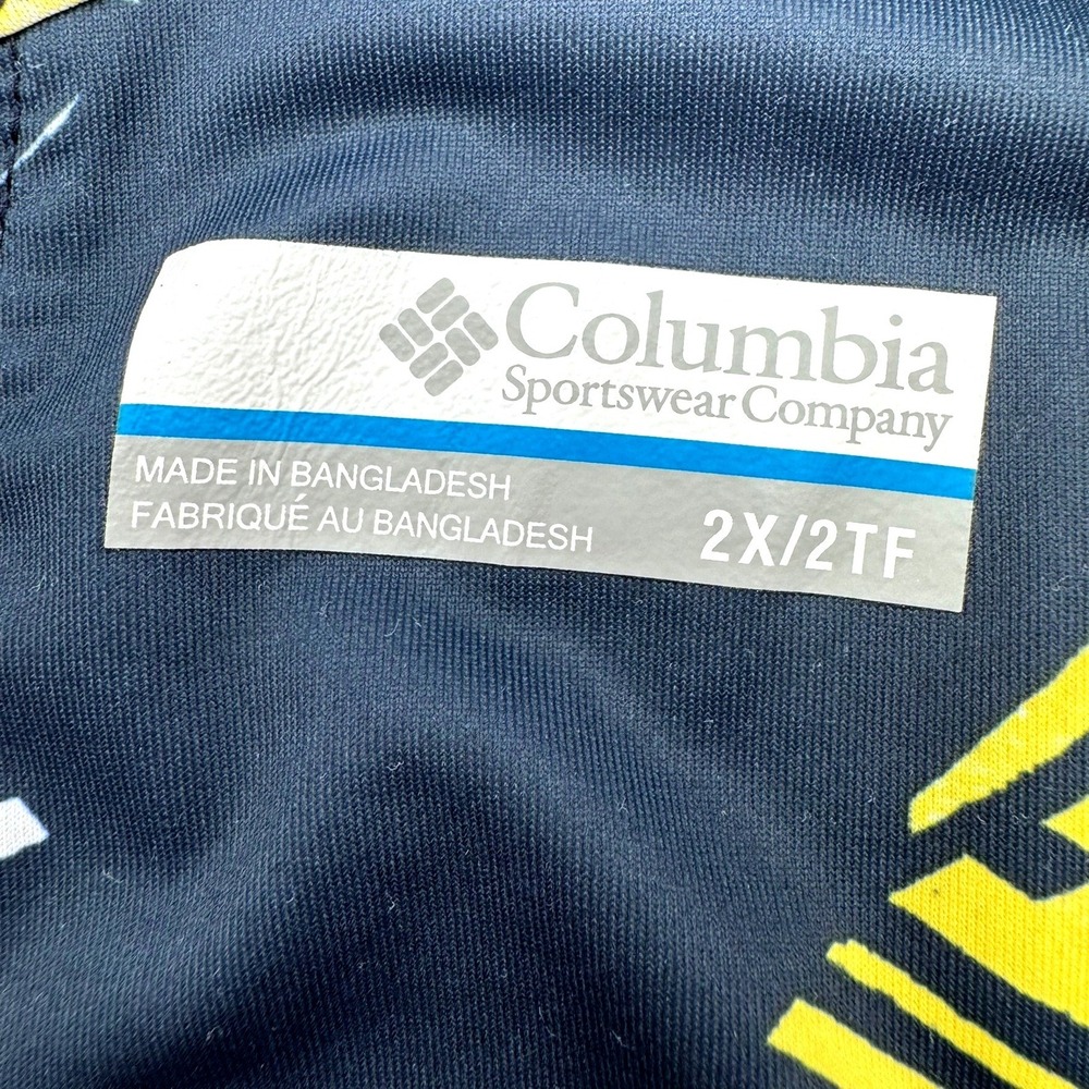 COLUMBIA Women's 2X Navy Yellow Palm Tropical Cooling Freezer III Dress UPF 50 - Picture 3 of 6